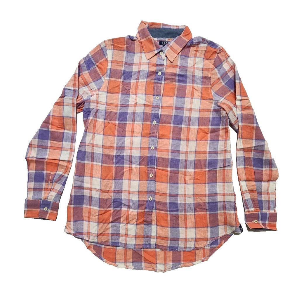 IZOD Shirt Women's Plaid Long Sleeve Casual Shirt/Blouse Size S‎